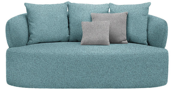 2-SITZER-SOFA in Bouclé Schwarz, Türkis  - Türkis/Taupe, MODERN, Kunststoff/Textil (177/86/105cm) - Hom`in