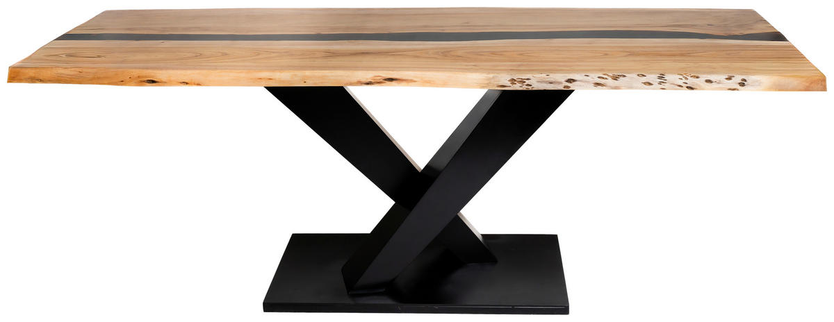 ESSTISCH 220/76/100 cm Echtholz  Holz, Metall rechteckig Schwarz, Akaziefarben  - Schwarz/Akaziefarben, LIFESTYLE, Holz/Metall (220/76/100cm) - Landscape