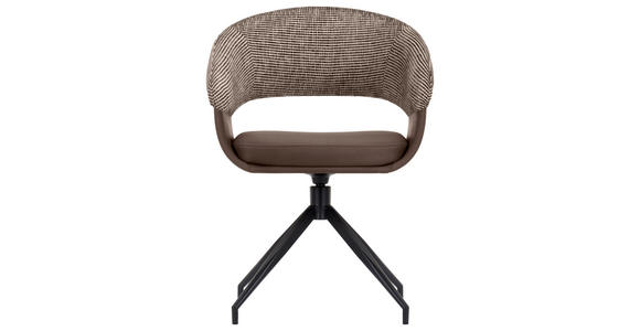 ARMLEHNSTUHL  automatische Rückholfunktion, Sitzfläche 360° drehbar Mikrofaser, Webstoff  - Schwarz/Braun, Design, Textil/Metall (60/83/62cm) - Novel
