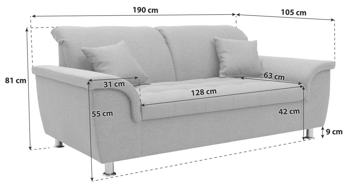 2-SITZER-SOFA in Webstoff Dunkelblau  - Chromfarben/Dunkelblau, KONVENTIONELL, Textil/Metall (190/81/105cm) - MID.YOU