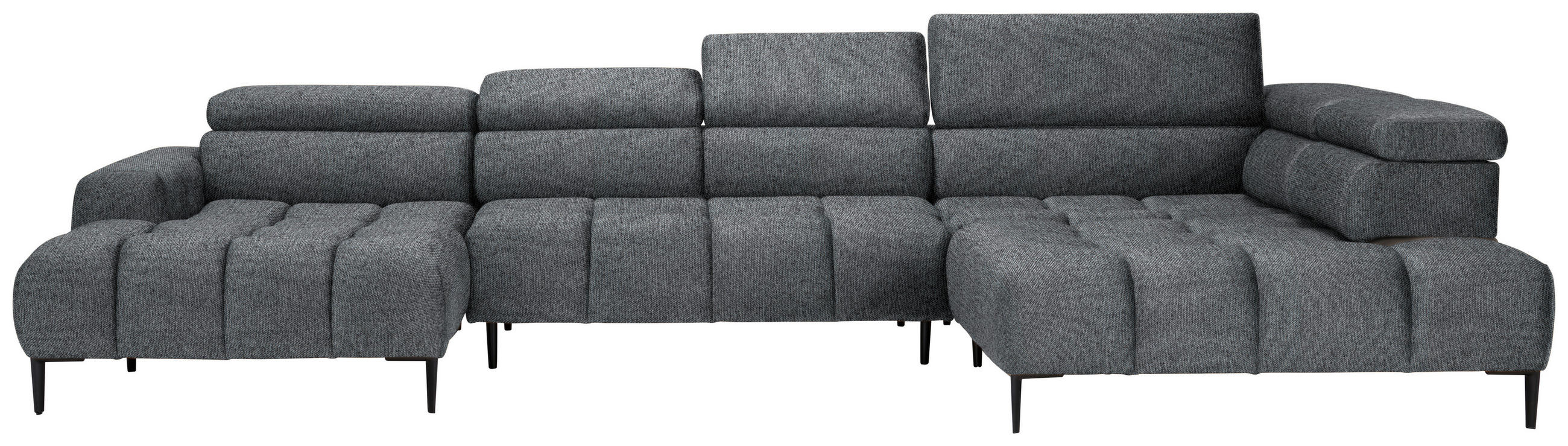 WOHNLANDSCHAFT in Webstoff Dunkelgrau  - Dunkelgrau/Schwarz, Design, Textil/Metall (177/385/216cm) - Welnova