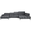 WOHNLANDSCHAFT in Webstoff Dunkelgrau  - Dunkelgrau/Schwarz, Design, Textil/Metall (177/385/216cm) - Welnova