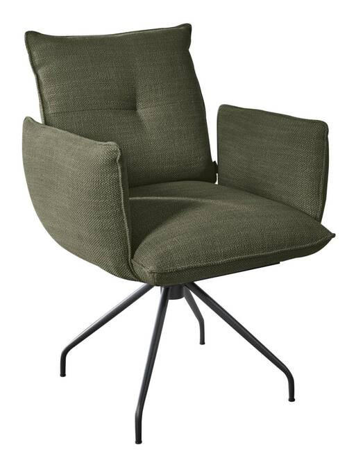 ARMLEHNSTUHL in Stahl Struktur - Schwarz/Grün, Design, Textil/Metall (65/90/70cm) - Dieter Knoll
