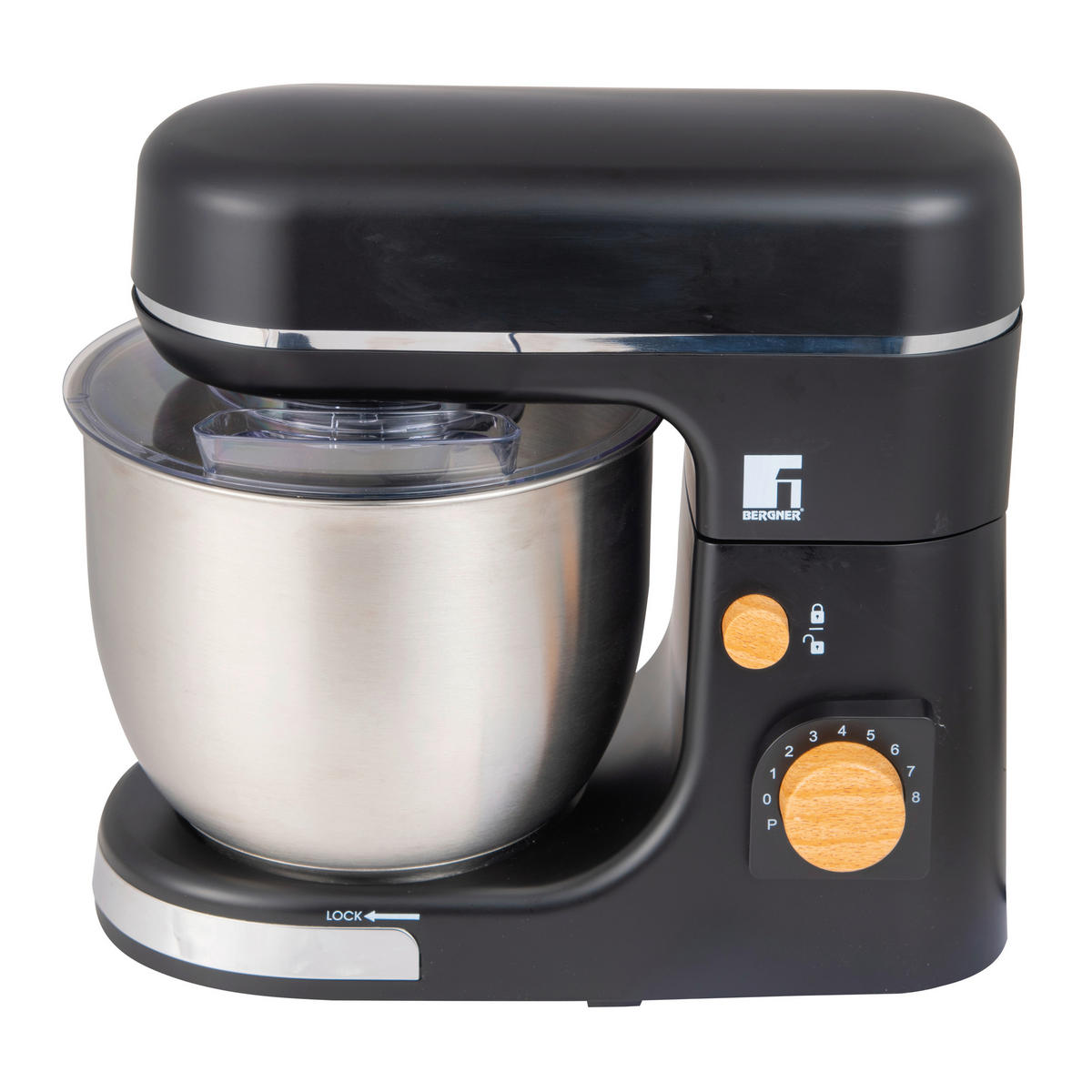 KÜCHENMASCHINE BG-51036-BK  - Edelstahlfarben/Schwarz, Basics, Metall (38/23/33.7cm) - BERGNER