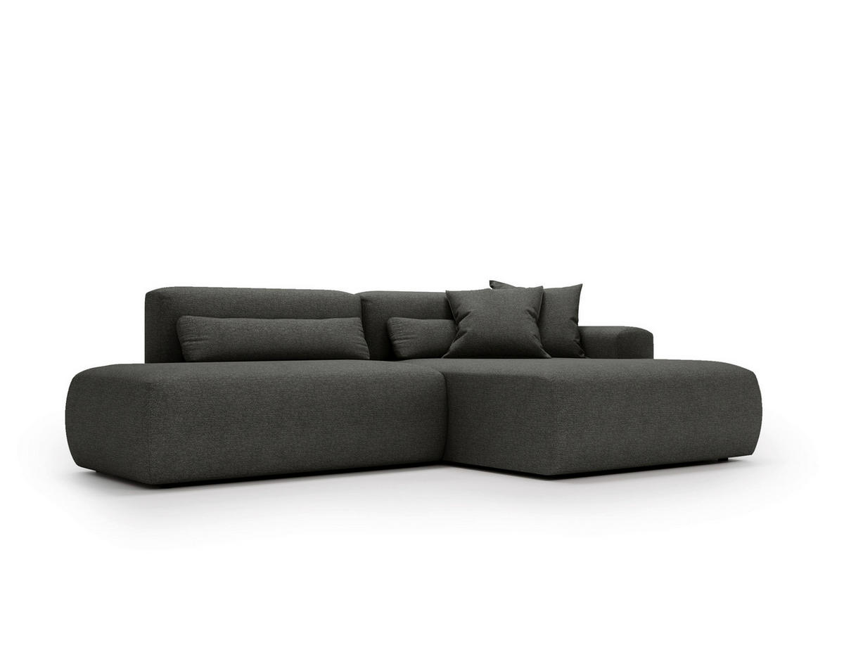 ECKSOFA REVE in Chenille Grau  284/160 cm  - Schwarz/Grau, Design, Kunststoff/Textil (284/160cm) - Livetastic