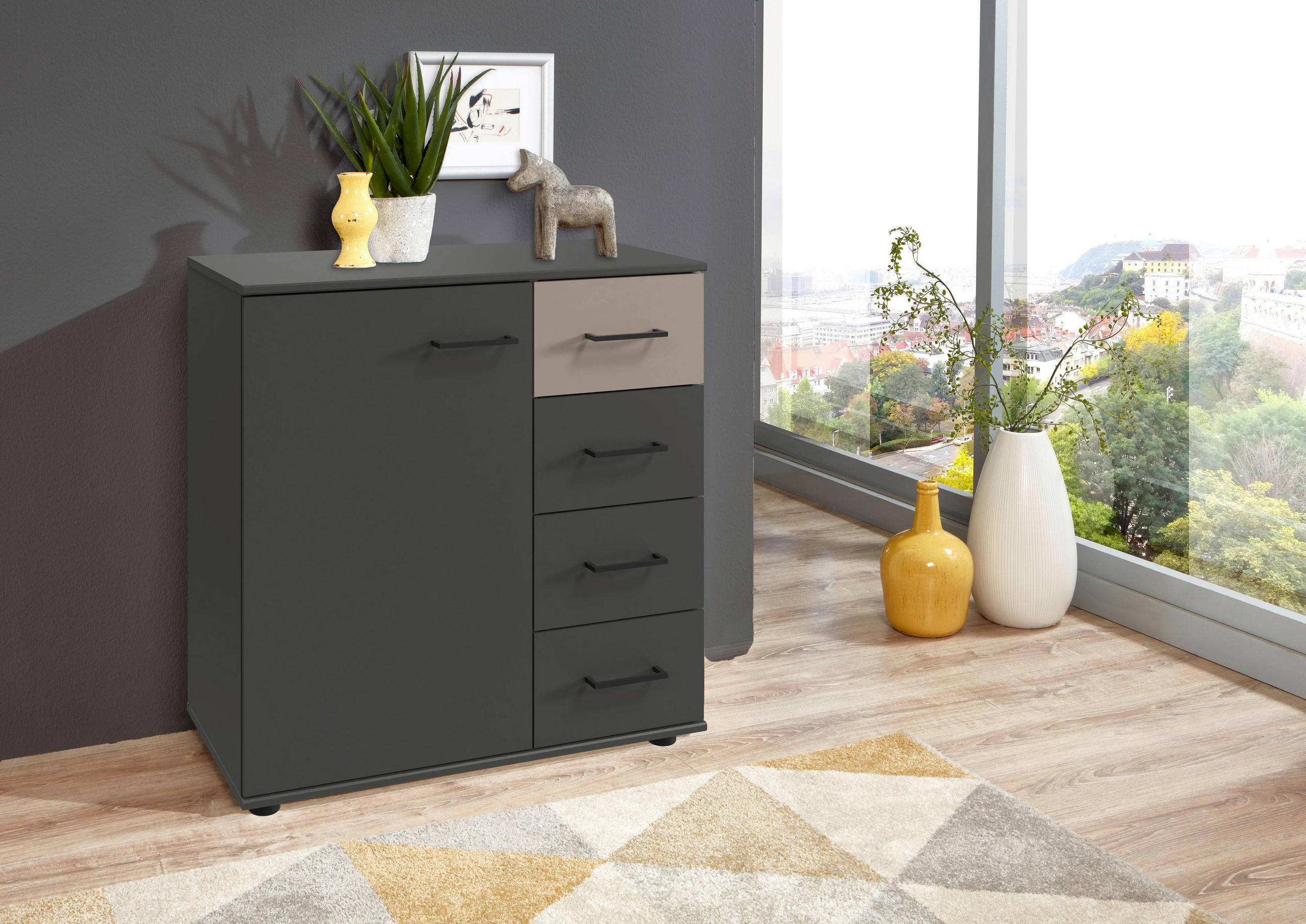 KOMMODE 81/83/41 cm  in Graphitfarben, Sahara  - Schwarz/Graphitfarben, Konventionell, Holzwerkstoff/Kunststoff (81/83/41cm) - Carryhome