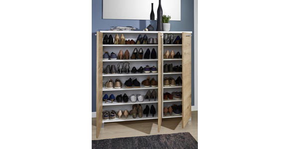 SCHUHSCHRANK 126/126/37 cm - Chromfarben/Eichefarben, Design, Holz/Holzwerkstoff (126/126/37cm) - Dieter Knoll