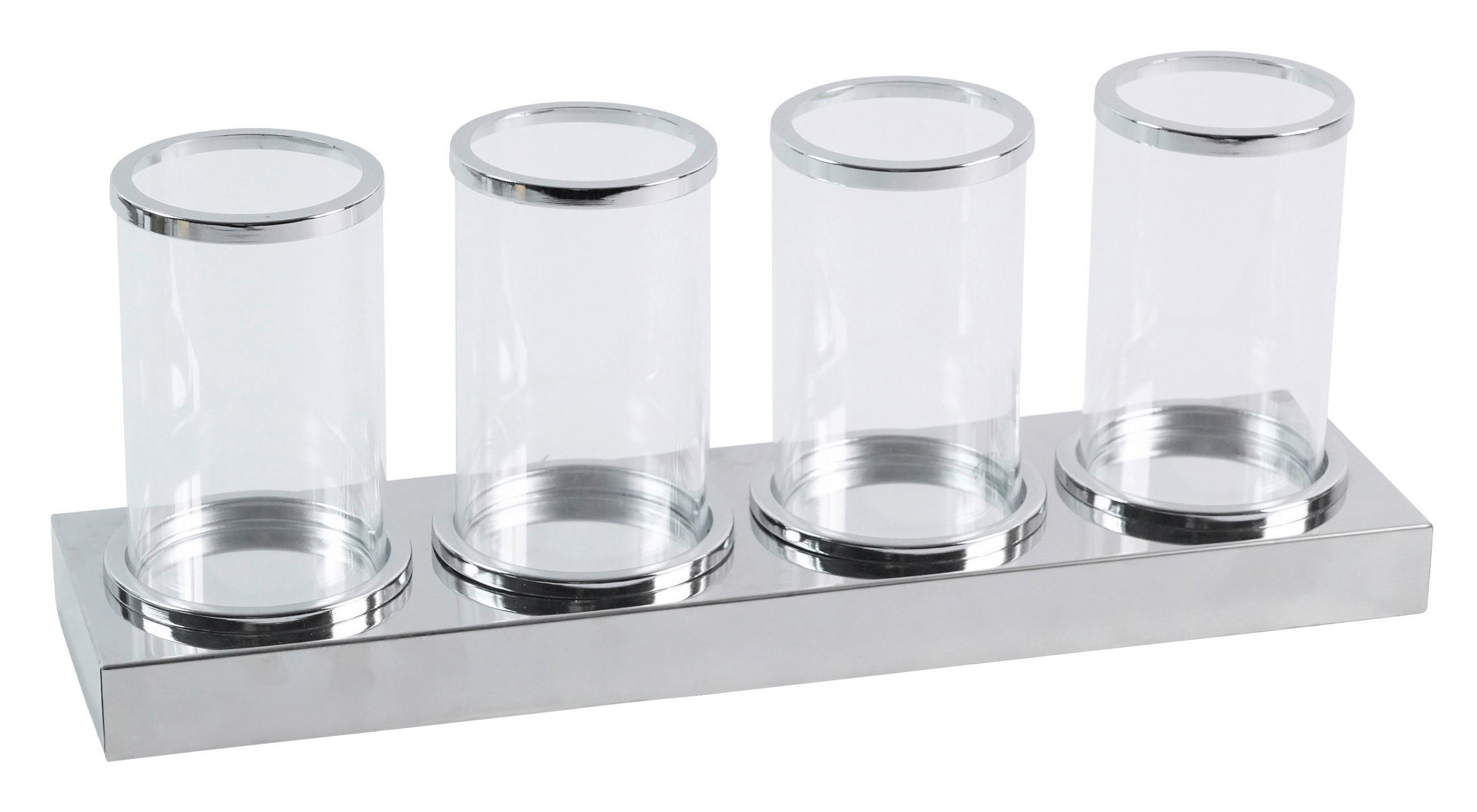 KERZENHALTER - Klar/Silberfarben, LIFESTYLE, Glas/Metall (40/11/16cm) - X-Mas