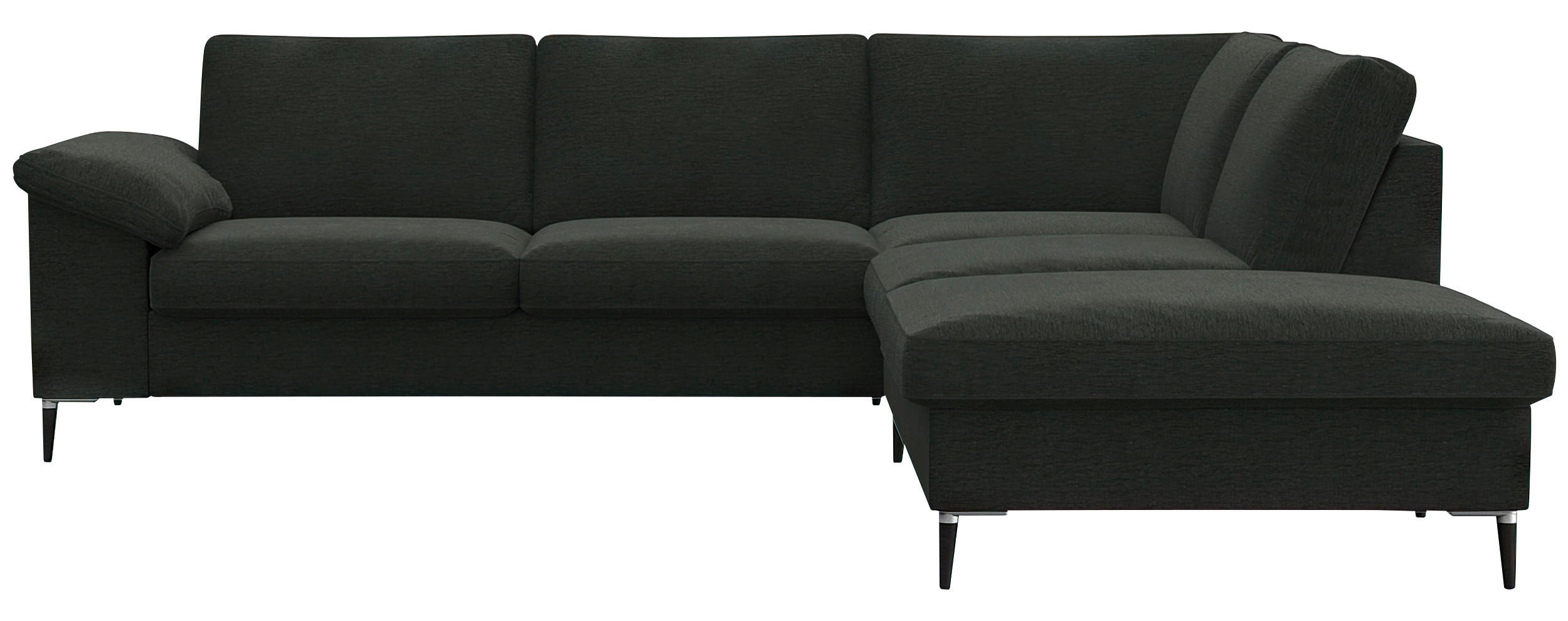 ECKSOFA Waldgrün Flachgewebe, Chenille, Webstoff  - Waldgrün/Alufarben, Design, Textil/Metall (247/225cm) - Livetastic