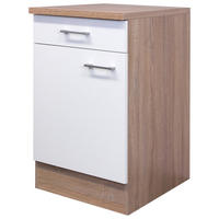KÜCHENUNTERSCHRANK 50/85/57 cm  in Weiß, Sonoma Eiche  - Alufarben/Weiß, KONVENTIONELL, Holzwerkstoff/Kunststoff (50/85/57cm) - FlexWell