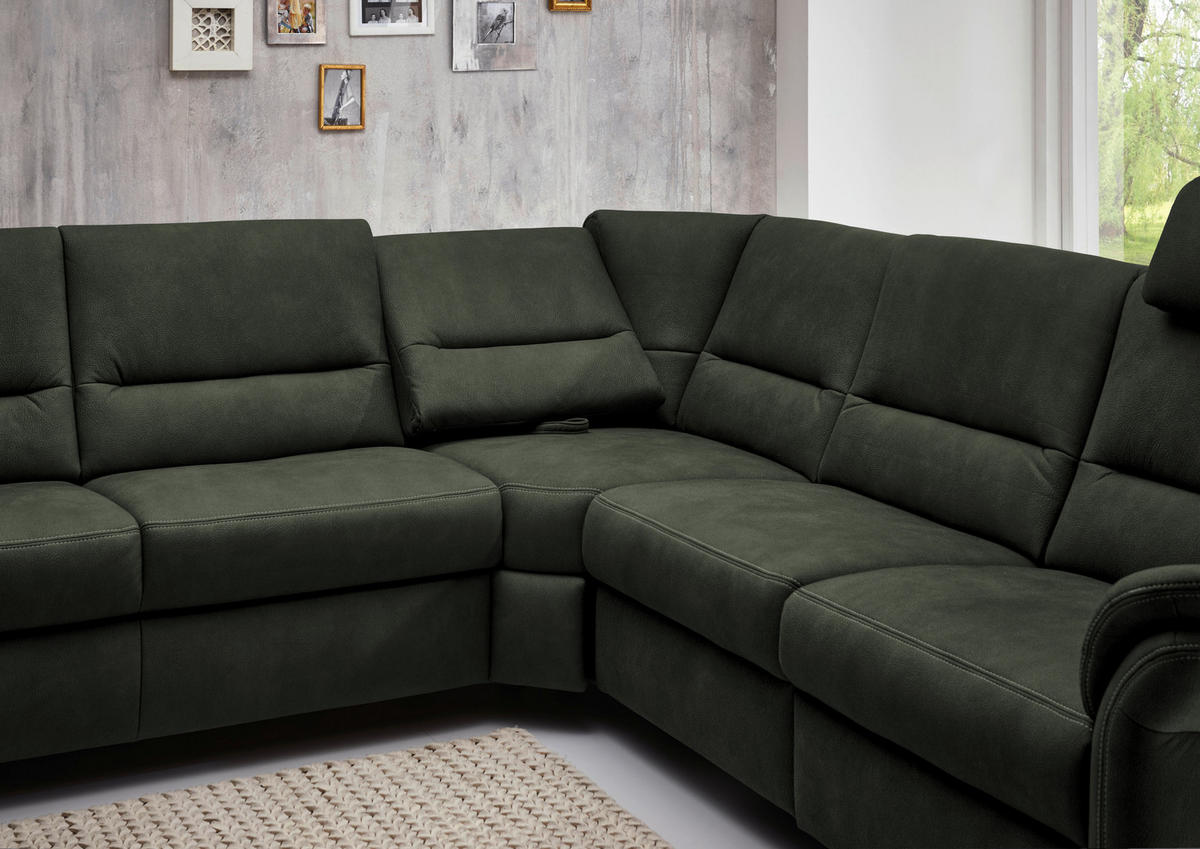 SOFFA i mikrofiber mörkgrön  - aluminiumfärg/mörkgrön, Klassisk, metall/textil (173/330/262cm) - Beldomo System