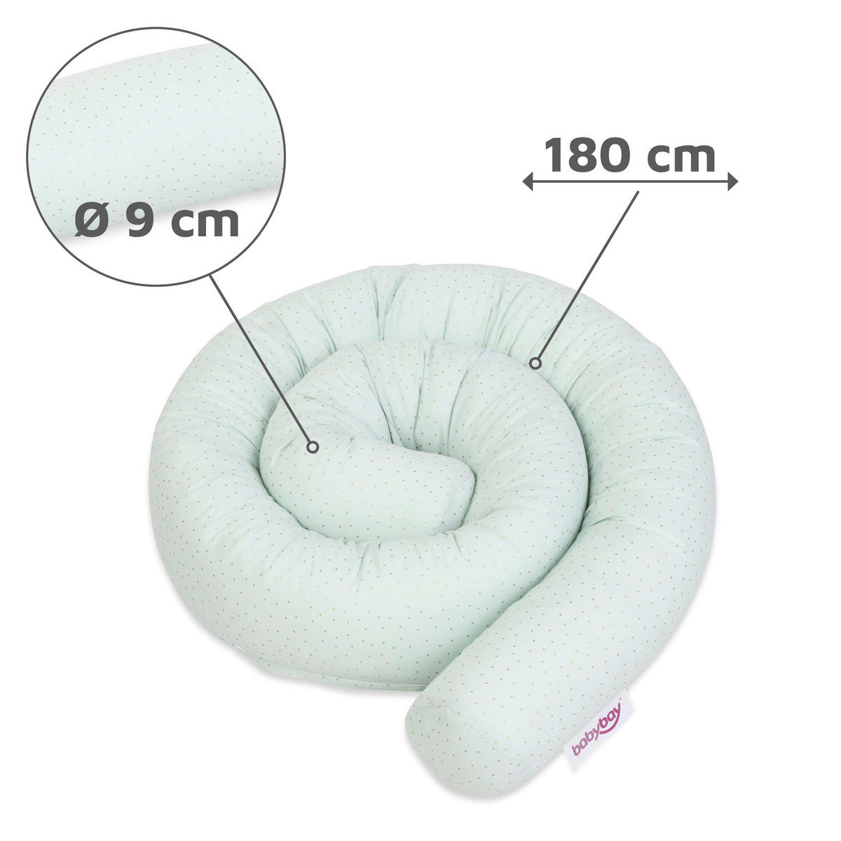 NESTCHENSCHLANGE BABY BAY  180/9/9 cm   - Mintgrün, Basics, Textil (180/9/9cm) - Babybay
