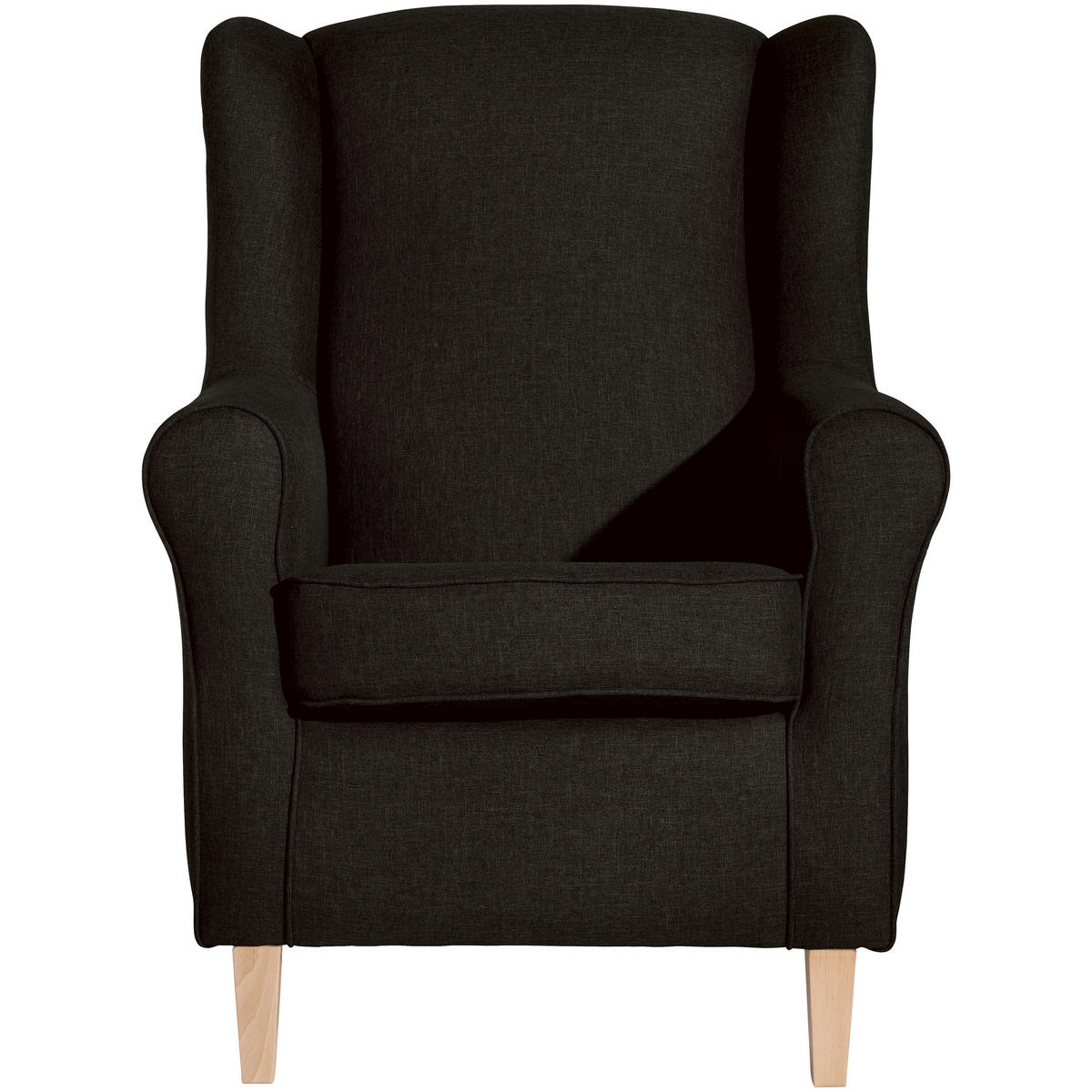 OHRENSESSEL in Flachgewebe Dunkelbraun  - Dunkelbraun/Buchefarben, Design, Holz/Textil (77/103/86cm) - Max Winzer