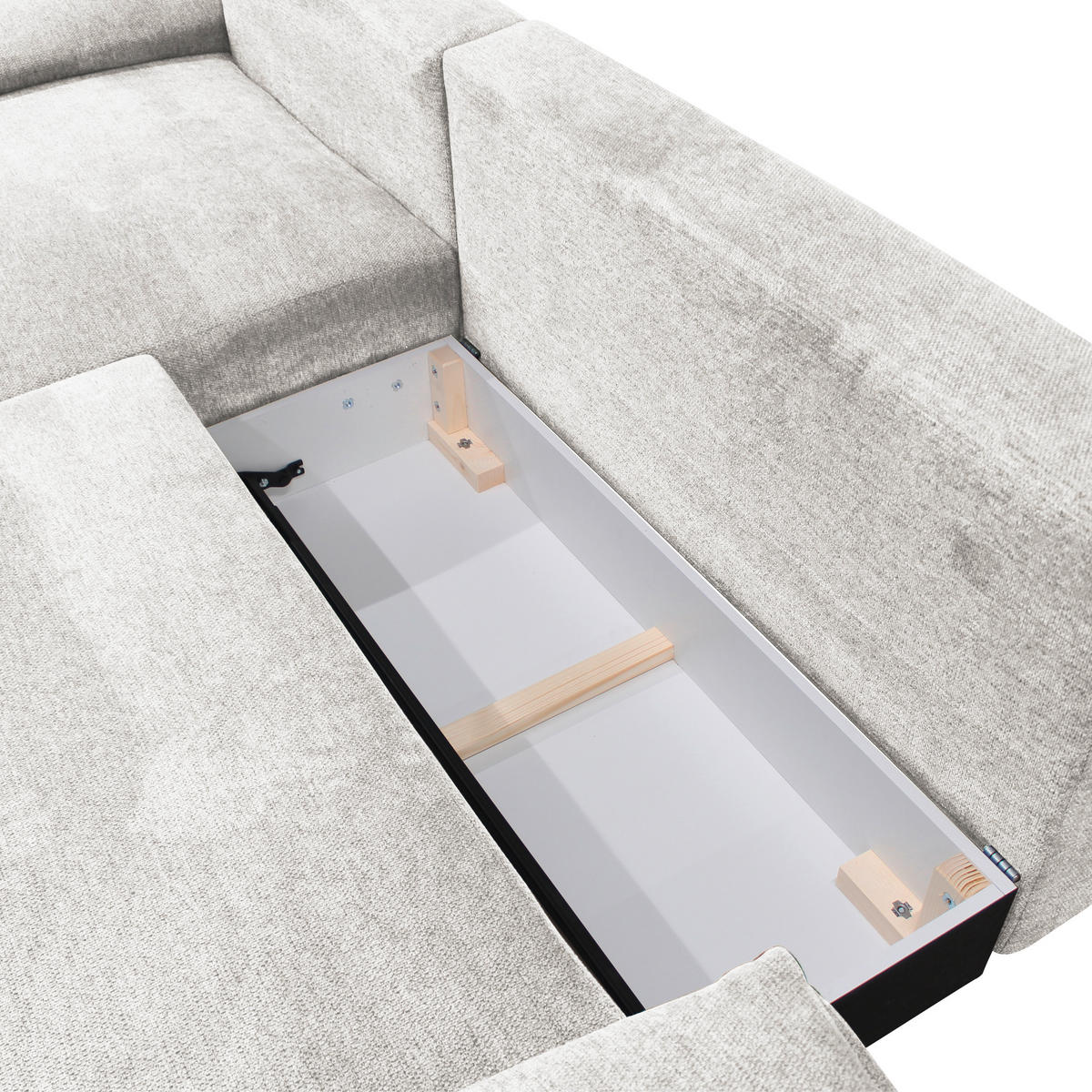 ECKSOFA in Webstoff Weiß  192/260 cm  - Schwarz/Weiß, Design, Textil/Metall (192/260cm) - MID.YOU