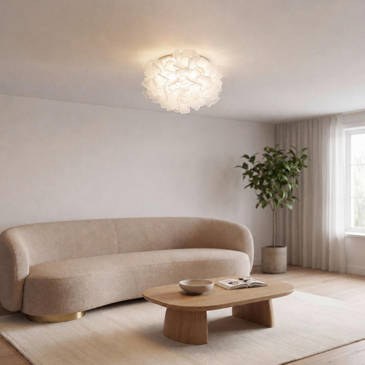 DECKENLEUCHTE CLIZIA 53/20 cm   - Weiß, Design, Kunststoff (53/20cm) - Slamp