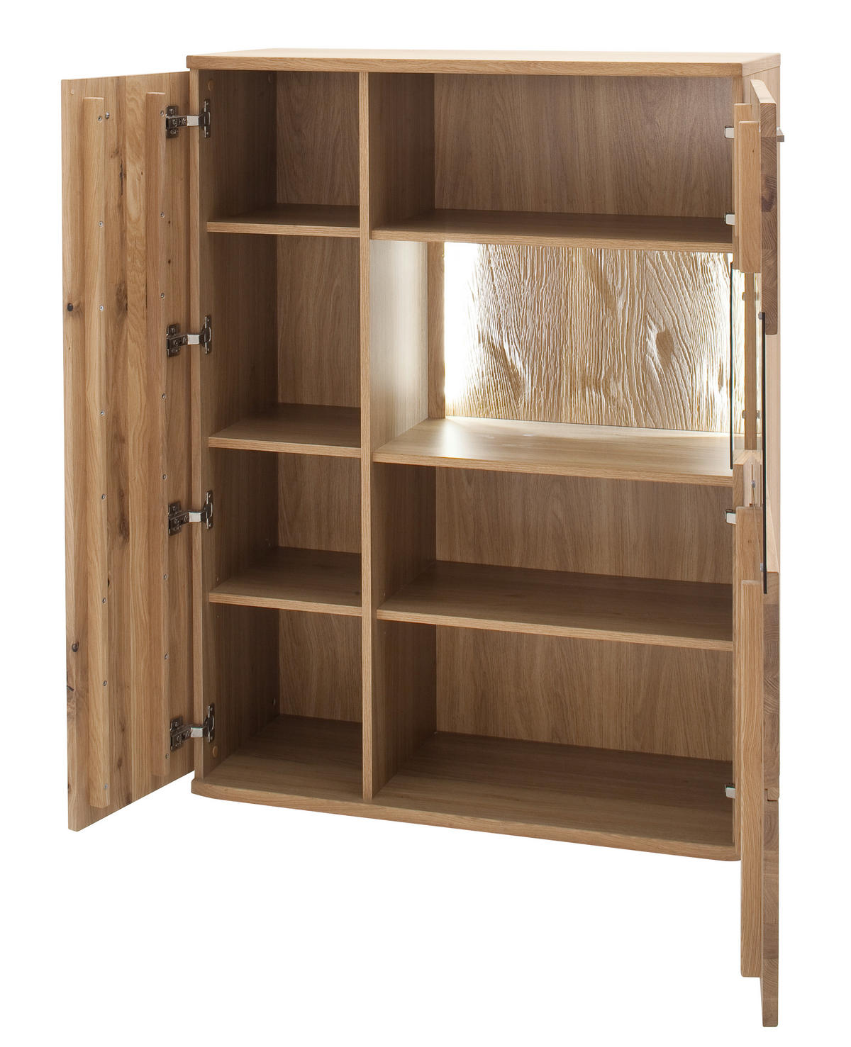 HIGHBOARD ohne Beleuchtung,  in 90/122/37 cm  - Eichefarben/Schwarz, Design, Glas/Holz (90/122/37cm) - Livetastic