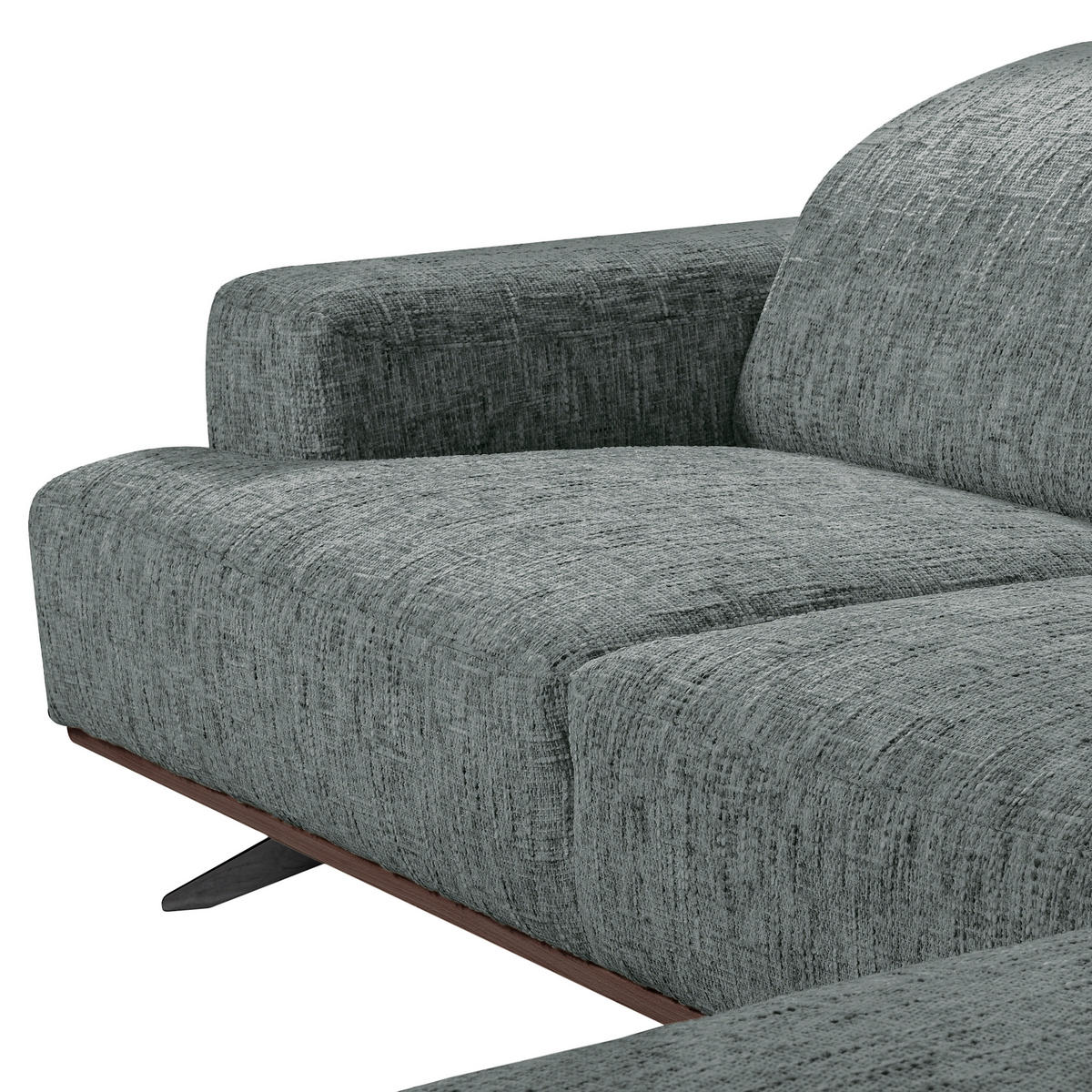 ECKSOFA PORTLAND Anthrazit Struktur Kopfteilverstellung  - Dunkelbraun/Anthrazit, Design, Holz/Textil (295/187cm) - Livetastic
