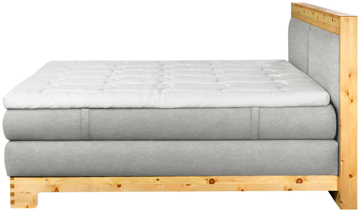 BOXSPRINGBETT 180/200 cm  in Silberfarben  - Silberfarben, Natur, Holz/Textil (180/200cm) - Linea Natura