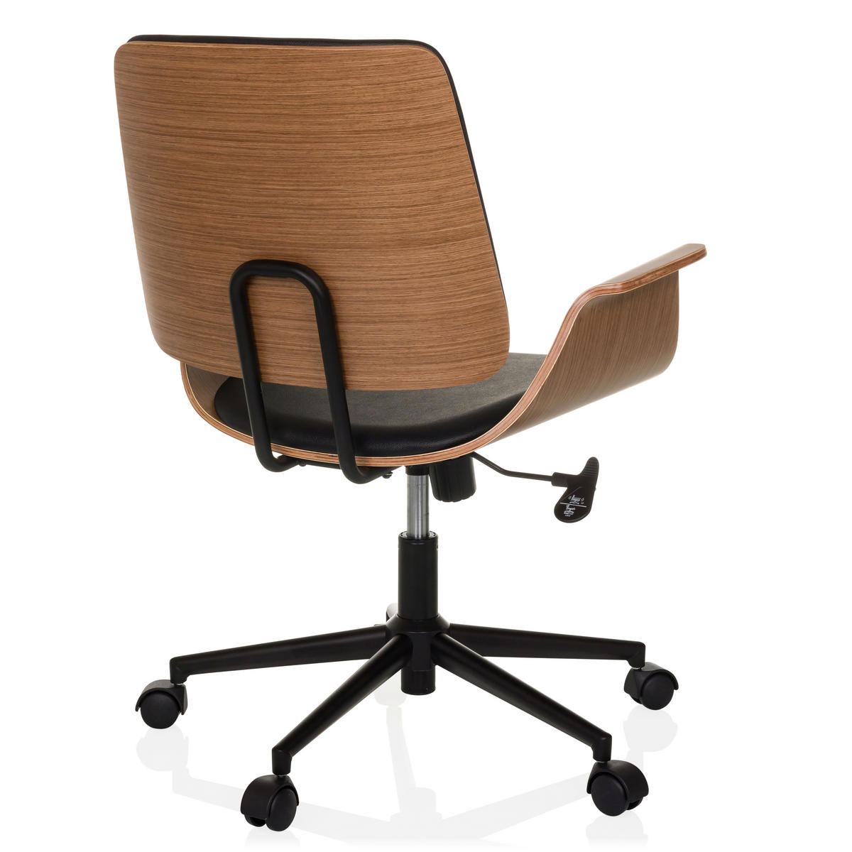 DREHSTUHL Schwarz  - Schwarz/Braun, MODERN, Leder/Holz (68/92/63,5cm) - MID.YOU