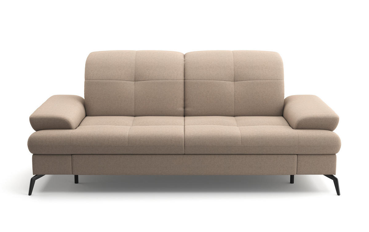 2,5-SITZER in Flachgewebe Taupe  - Taupe/Schwarz, Konventionell, Textil/Metall (202/90/122cm) - Sit & More