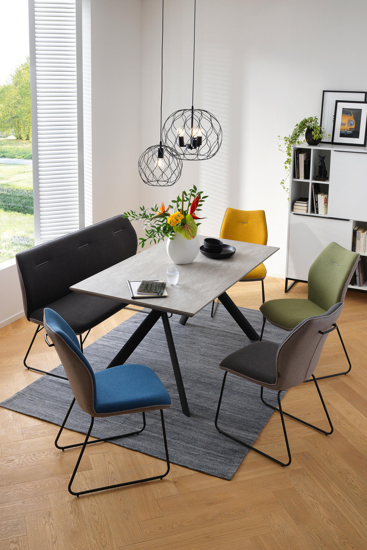 ESSTISCH in Metall, Holzwerkstoff 160/90/76 cm   - Hellgrau/Schwarz, Design, Holzwerkstoff/Metall (160/90/76cm) - Novel