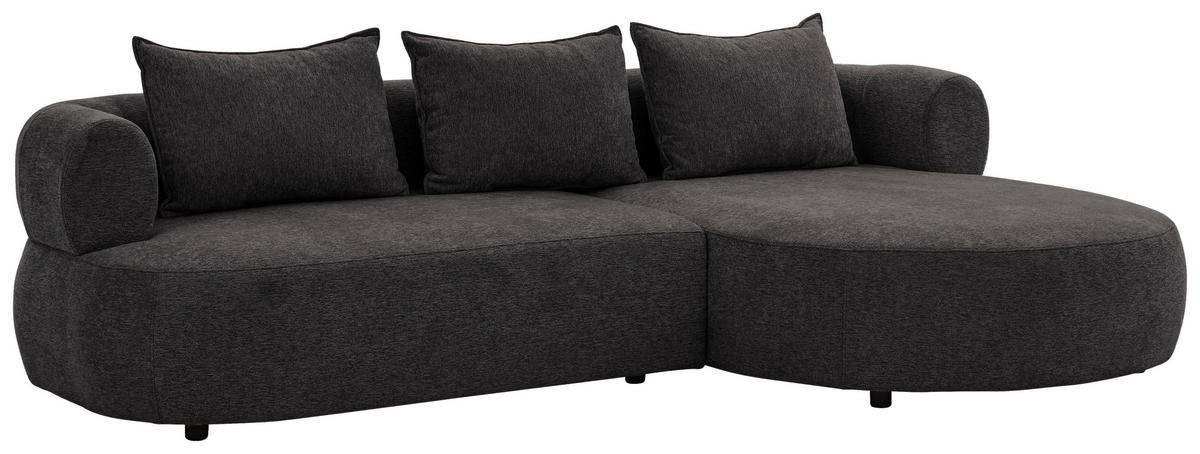 ECKSOFA in Chenille Schwarz  256/156 cm  - Schwarz, Design, Kunststoff/Textil (256/156cm) - Livetastic