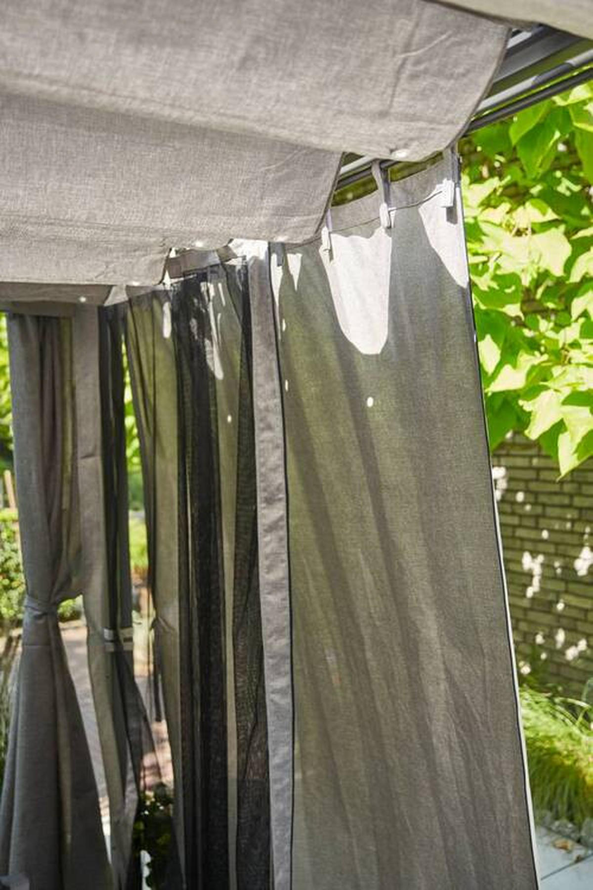 PAVILLON-VORHANGSET 300/210/0,5 cm   - Anthrazit/Silberfarben, Basics, Textil/Metall (300/210/0,5cm) - Siena Garden