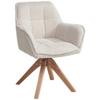 ARMLEHNSTUHL  Sitzfläche 360° drehbar, inklusive Armlehnen Webstoff  - Eichefarben/Beige, Basics, Holz/Textil (61/85/63cm) - MID.YOU