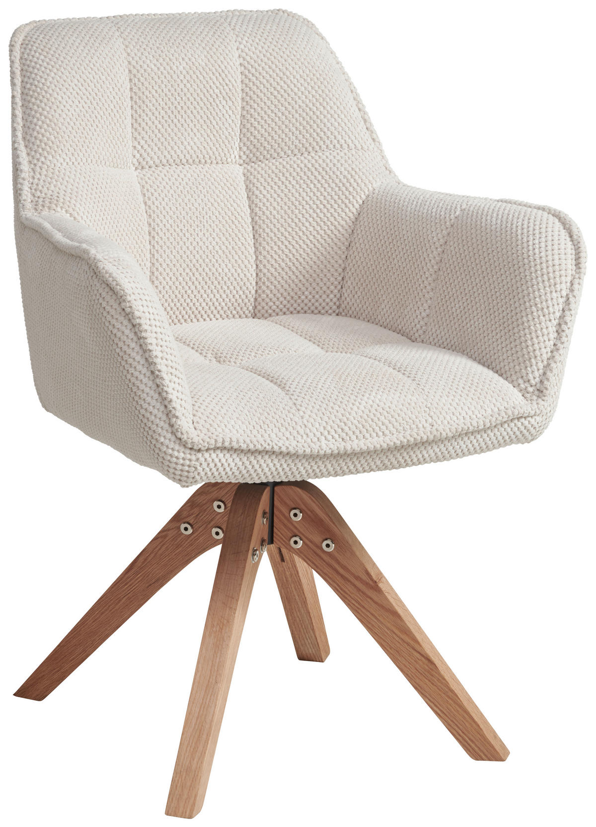 ARMLEHNSTUHL  Sitzfläche 360° drehbar, inklusive Armlehnen Webstoff  - Eichefarben/Beige, Basics, Holz/Textil (61/85/63cm) - MID.YOU
