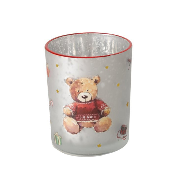 TEELICHTGLAS - Rot/Silberfarben, LIFESTYLE, Glas (7/8,5cm)