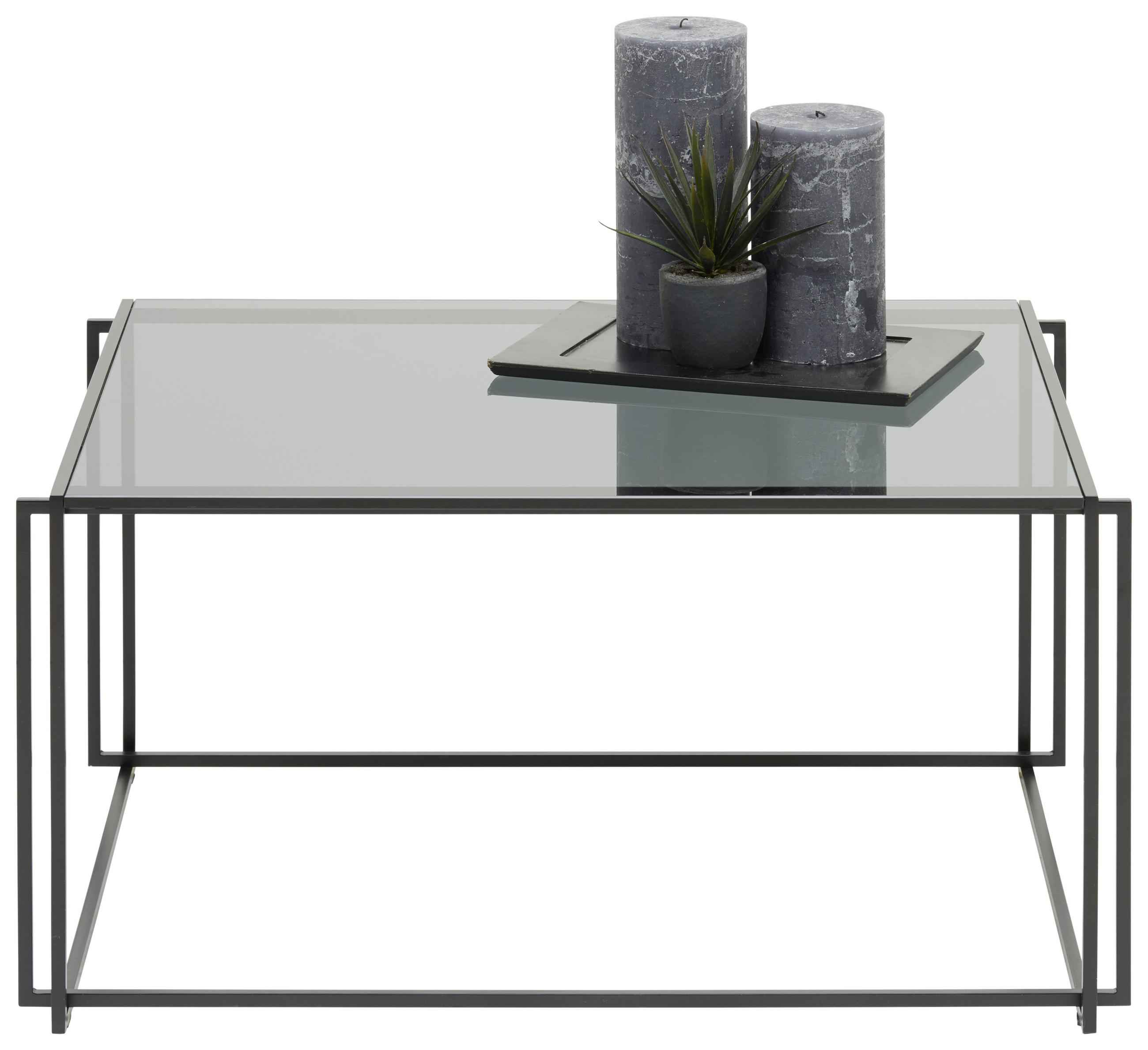 COUCHTISCH ESG, Parsolglas 75/60/38 cm rechteckig Grau, Schwarz  - Schwarz/Grau, Design, Glas/Metall (75/60/38cm)