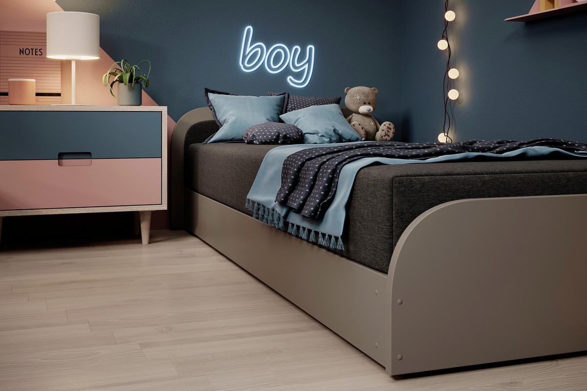 BETT 80/190 cm  in Grau   - Hellgrau/Schwarz, Modern, Holz/Kunststoff (80/190cm) - MID.YOU