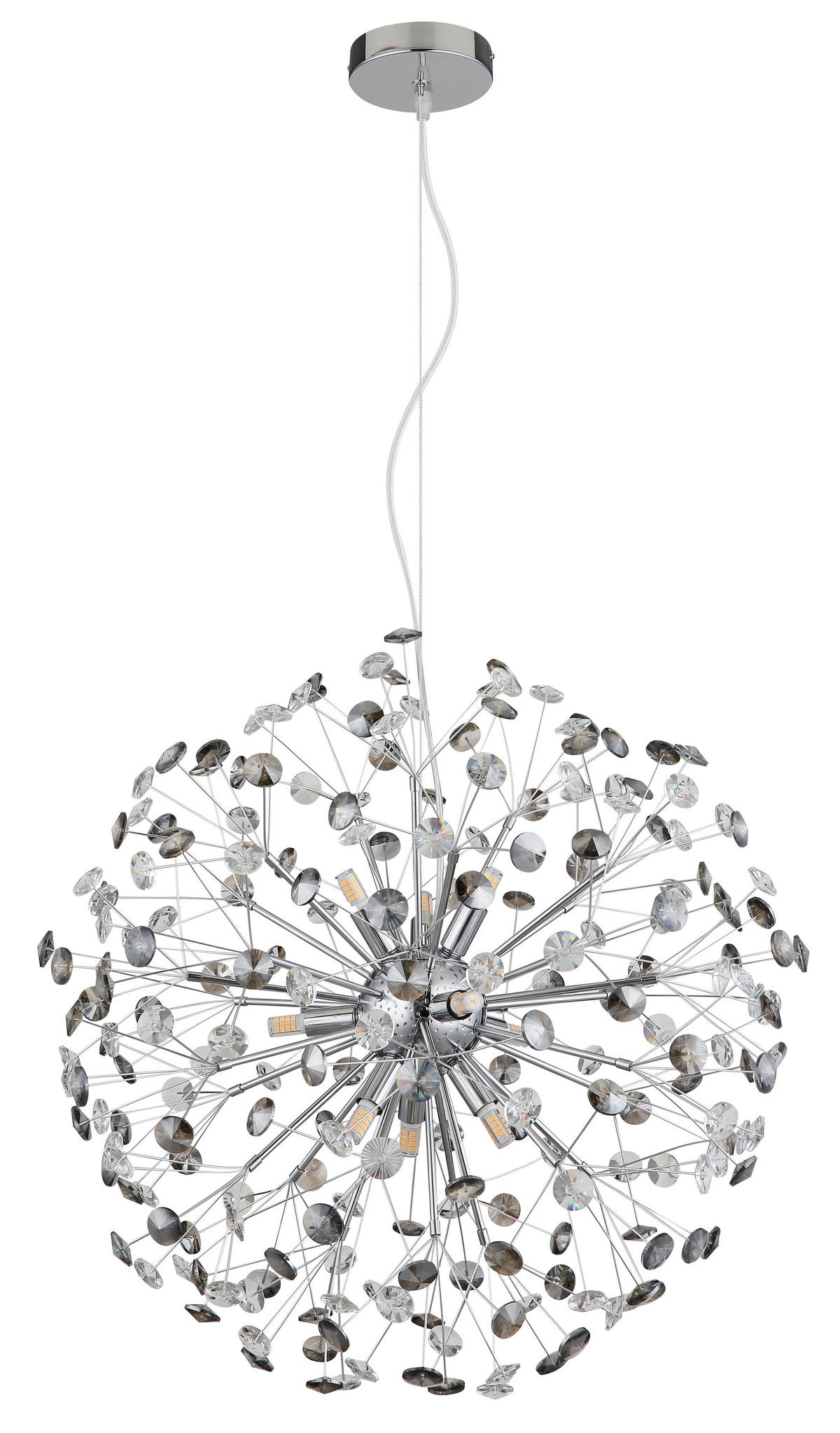 KRISTALL-HÄNGELEUCHTE 60/150 cm   - Klar/Chromfarben, LIFESTYLE, Glas/Kunststoff (60/150cm) - Globo