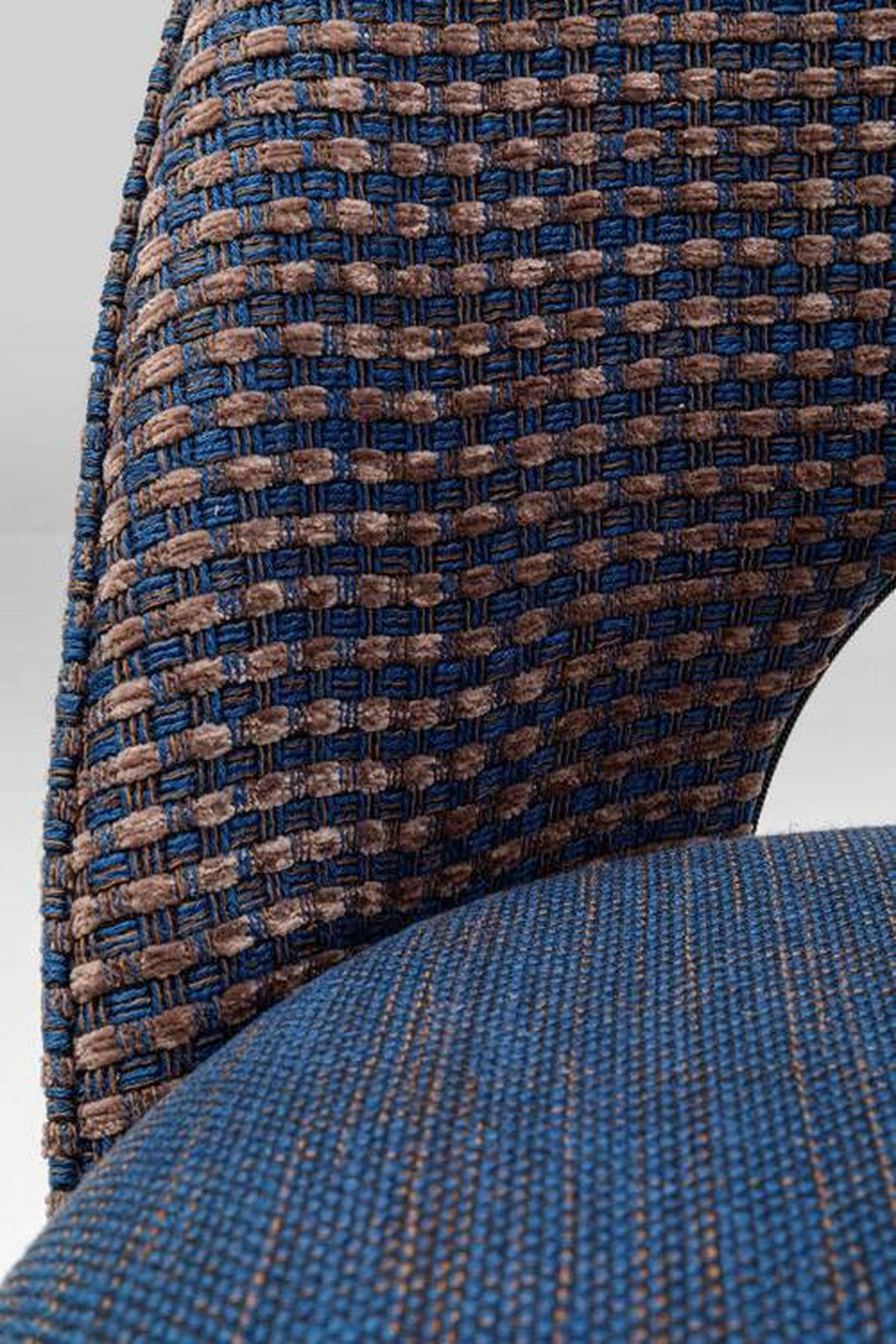 STUHL Webstoff Blau, Schwarz, Goldfarben  - Blau/Goldfarben, Design, Textil/Metall (49/84/54cm) - Kare-Design