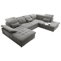 WOHNLANDSCHAFT in Mikrovelours Schlammfarben  - Schlammfarben/Silberfarben, KONVENTIONELL, Kunststoff/Textil (188/340/240cm) - MID.YOU