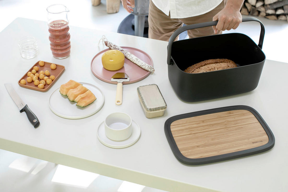 POSODA ZA KRUH   39.5/16.3/25.5 cm           - temno siva, Design, umetna masa/les (39.5/16.3/25.5cm) - Brabantia