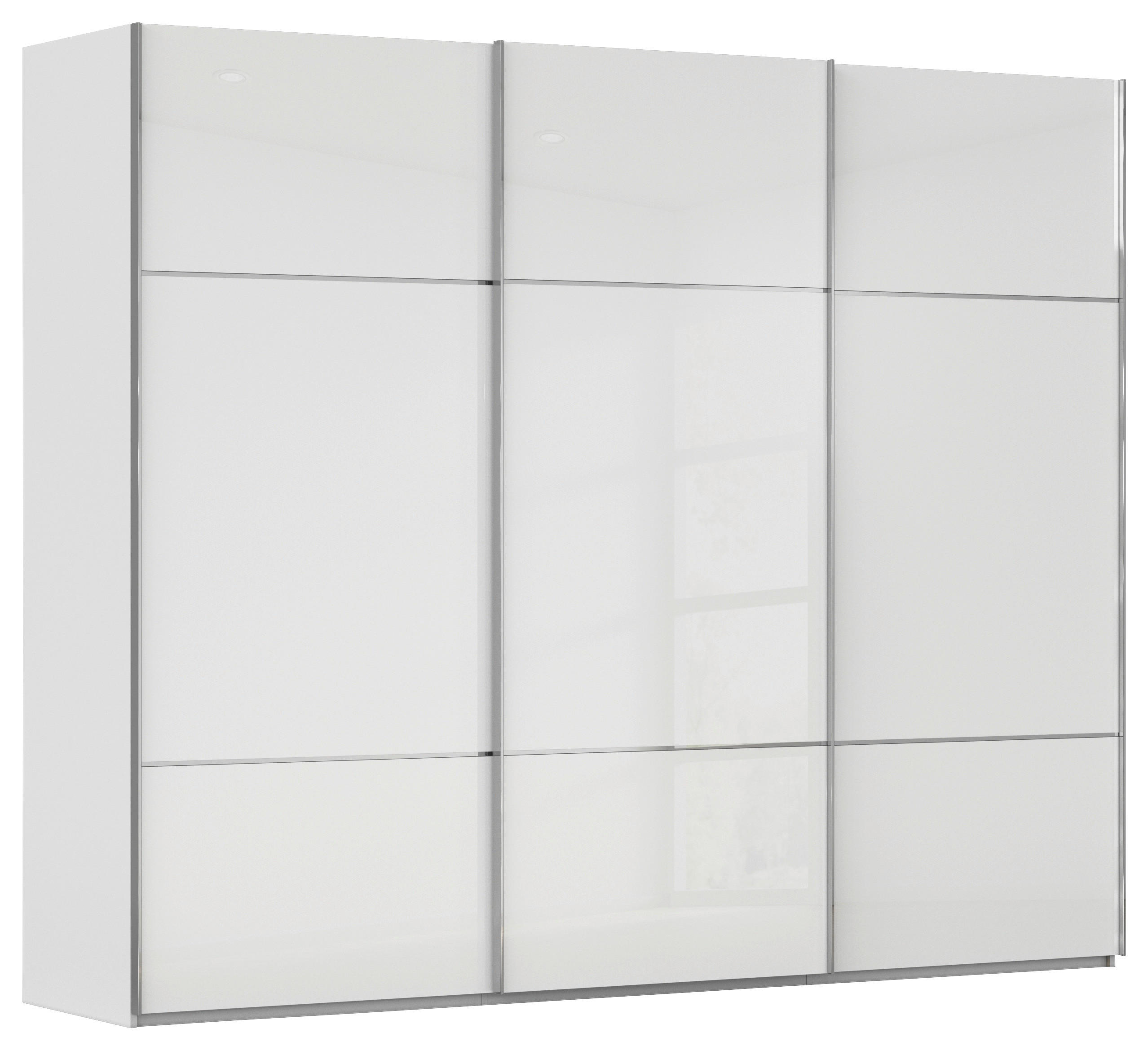 SCHWEBETÜRENSCHRANK in Grau, Weiß - Chromfarben/Weiß, KONVENTIONELL, Glas/Holzwerkstoff (242/223/68cm) - Novel
