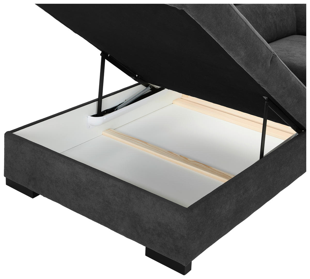 ECKSOFA Dunkelgrau Webstoff  - Dunkelgrau/Schwarz, KONVENTIONELL, Holz/Textil (244/283cm) - Carryhome