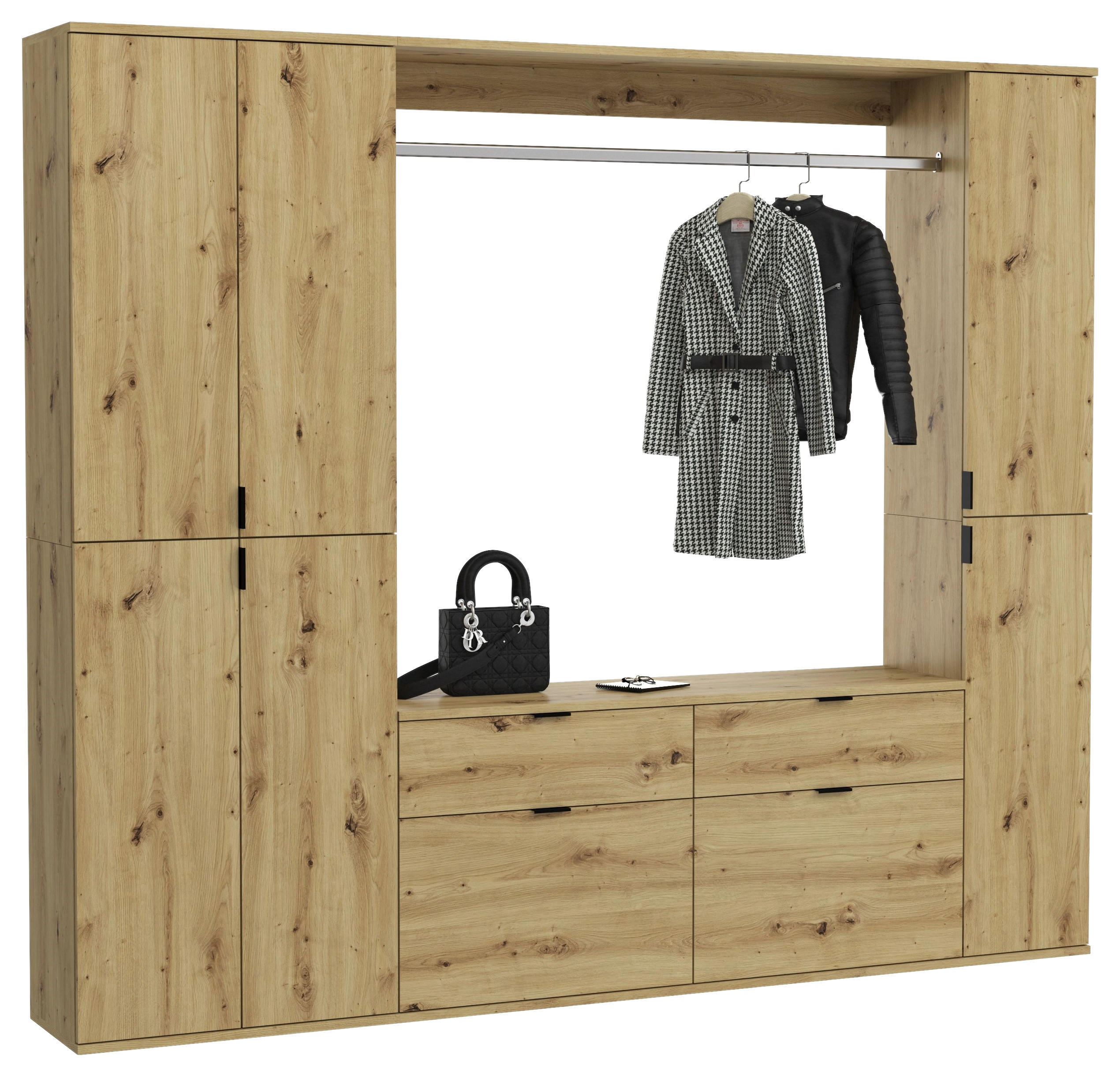 GARDEROBE 3-teilig  in 212/193/34 cm  - KONVENTIONELL, Holzwerkstoff (212/193/34cm) - MID.YOU