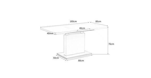 ESSTISCH in Metall, Holzwerkstoff 120-160/80/76 cm  - Edelstahlfarben/Weiß, Design, Holzwerkstoff/Metall (120-160/80/76cm) - Carryhome