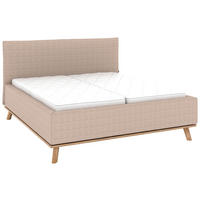 POLSTERBETT 180/200 cm,  in Taupe, Matratze, Lattenrost, Bettkasten, H3 + H3 = fest  - Taupe/Eichefarben, Design, Holz/Textil (180/200cm) - Musterring
