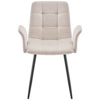 ARMLEHNSTUHL  in Eisen Webstoff  - Beige/Schwarz, MODERN, Textil/Metall (59/87,5/54,5cm) - Stylife
