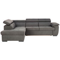 ECKSOFA Hellgrau Mikrofaser  - Hellgrau/Schwarz, Design, Kunststoff/Textil (219/258cm) - Stylife