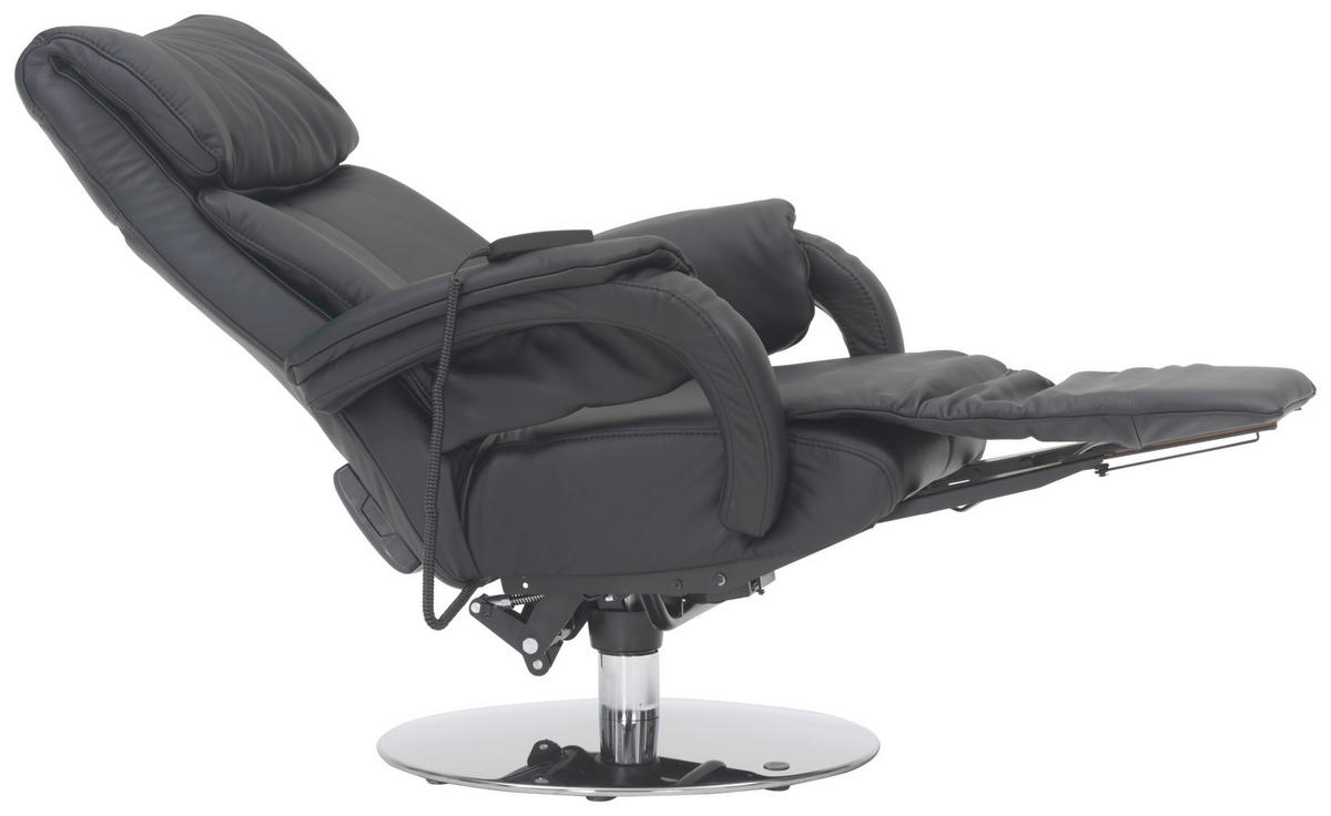 RELAXSESSEL in Leder Schwarz  - Chromfarben/Schwarz, Design, Leder/Metall (72/98/85cm) - Himolla