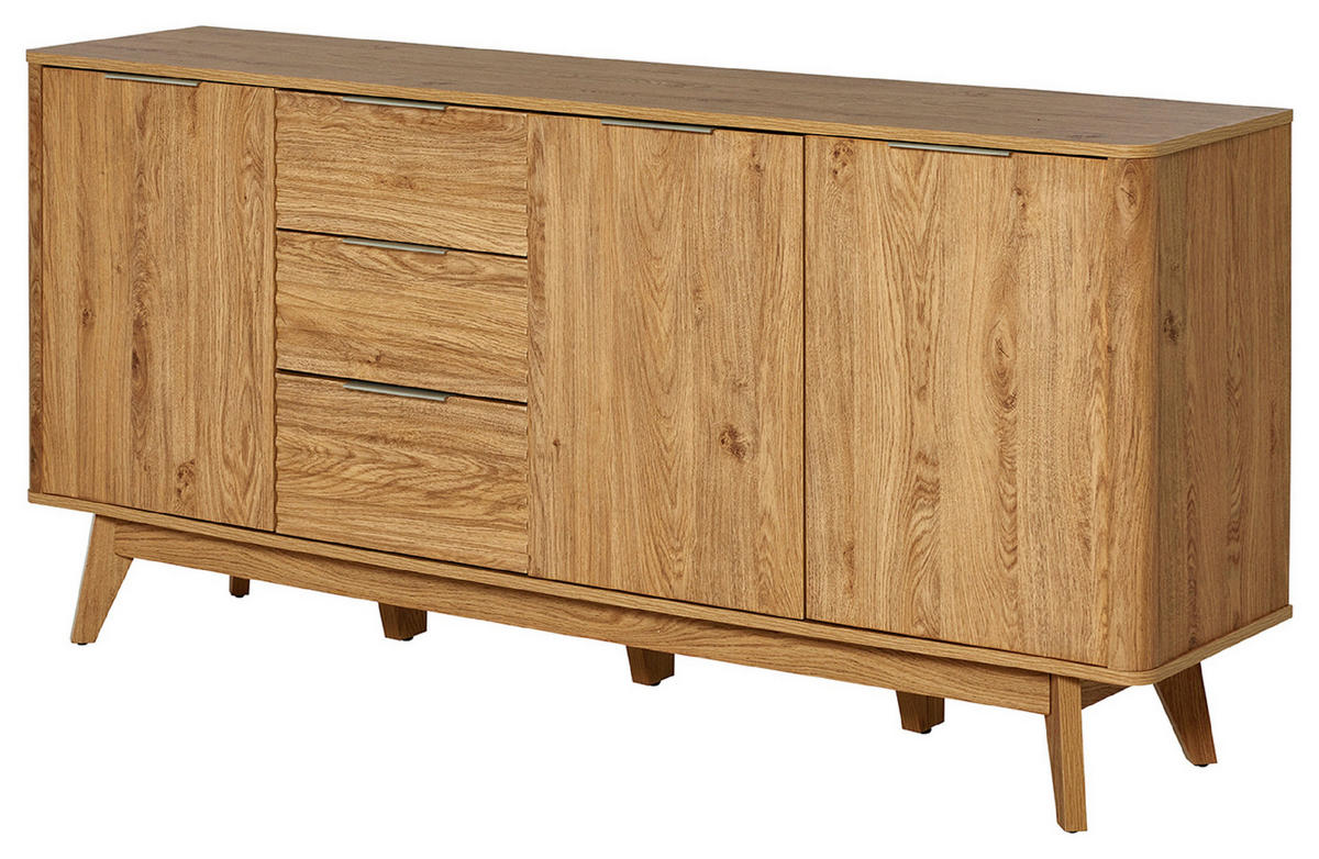 SIDEBOARD Wave  in 170/80/40 cm  - Eichefarben/Alufarben, MODERN, Holzwerkstoff/Metall (170/80/40cm) - Livetastic