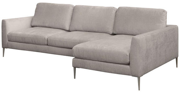 ECKSOFA Taupe Chenille  - Taupe/Silberfarben, KONVENTIONELL, Textil/Metall (284/143cm) - Carryhome