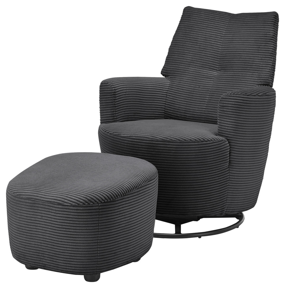 SESSEL Cord Dunkelgrau    - Dunkelgrau/Schwarz, Design, Textil/Metall (80/96/88cm) - SetOne by Musterring