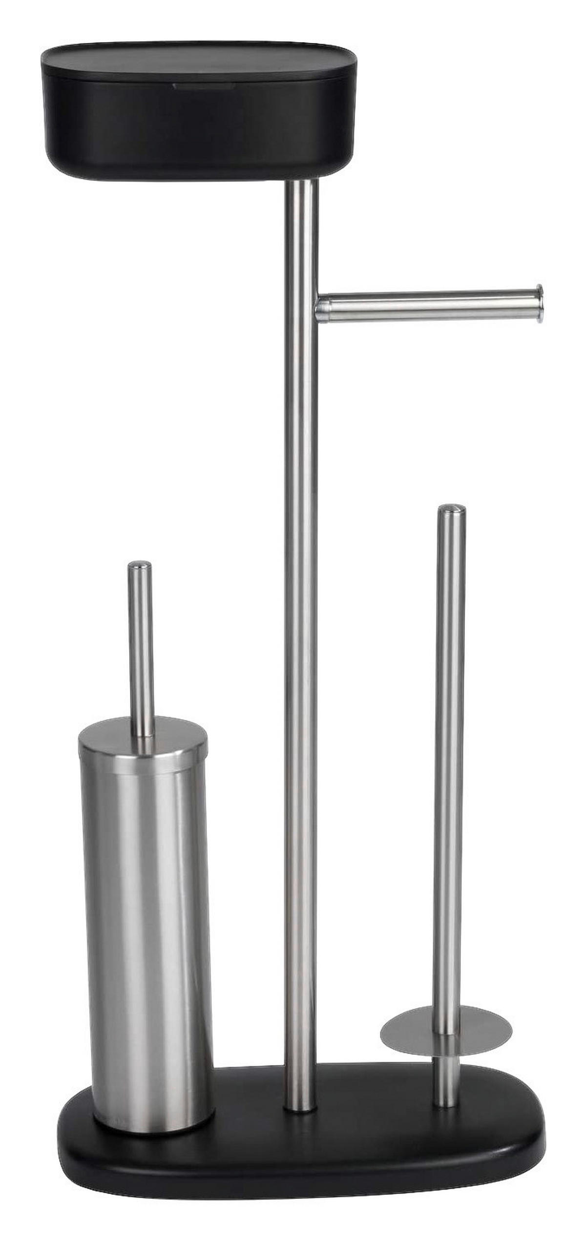 WC-BÜRSTENKOMBINATION - Edelstahlfarben/Schwarz, Basics, Kunststoff/Metall (17/72,5/32cm) - Wenko