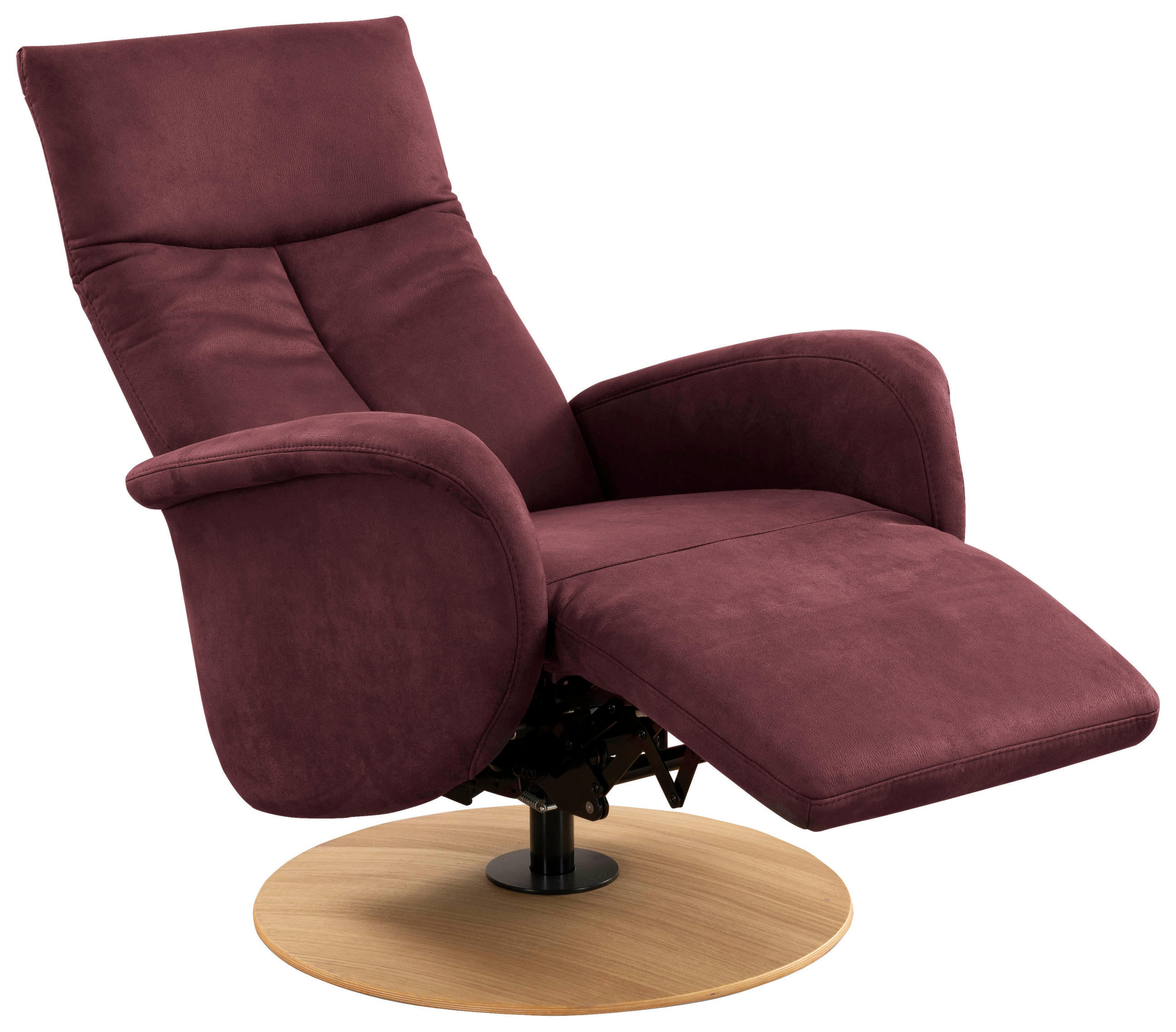 DREHSTUHL Mikrofaser Bordeaux  - Bordeaux/Eichefarben, KONVENTIONELL, Holz/Textil (75/112/82cm) - Sit & More
