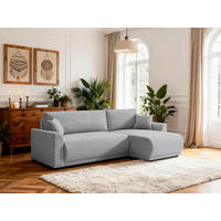 ECKSOFA KIMMY Hellgrau Flachgewebe Zierkissen, Rückenkissen, Bettkasten  - Hellgrau/Schwarz, Design, Kunststoff/Textil (233/146cm) - P & B